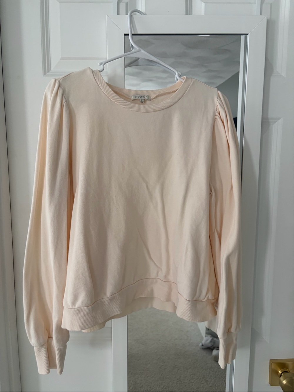 Z Supply Puff Sleeve Pullover in Pale Peach Cream